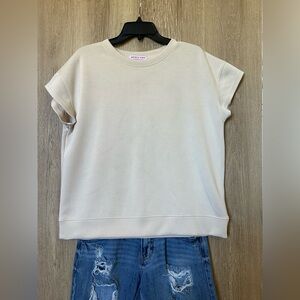 Elegant Cream Short Sleeve Women's Top